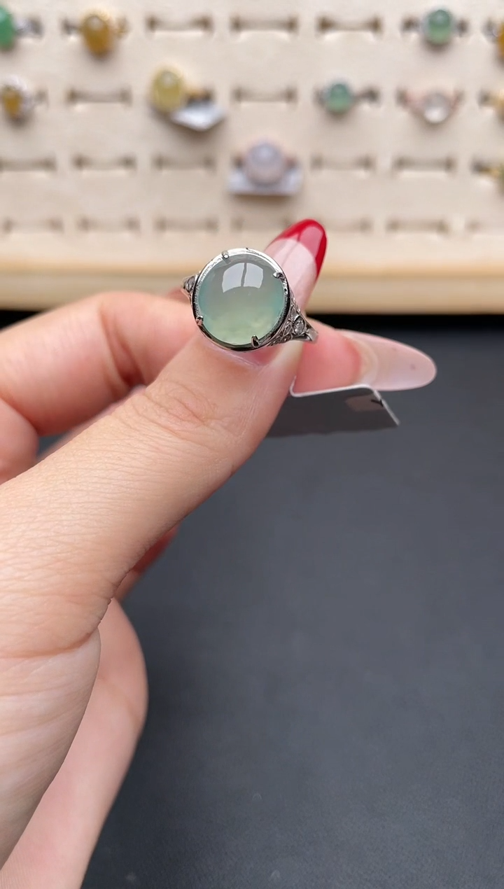 【闪购商品】翡翠戒指银S925镶嵌一物一证一礼盒