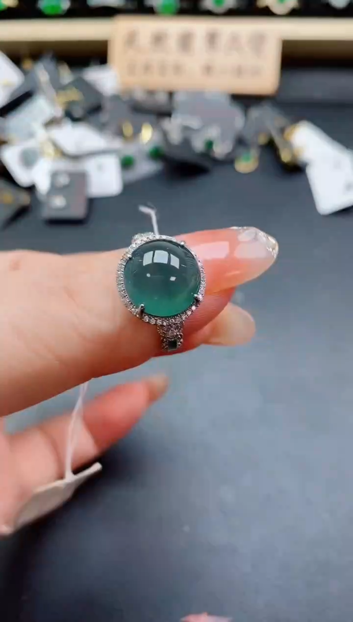 银S925镶嵌戒指翡翠1