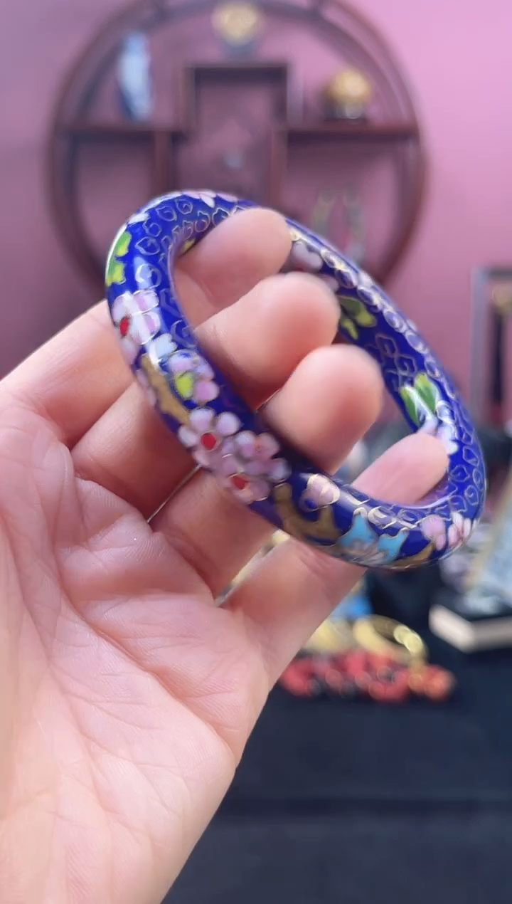 非遗 景泰蓝 公主镯 粗 宝蓝 60