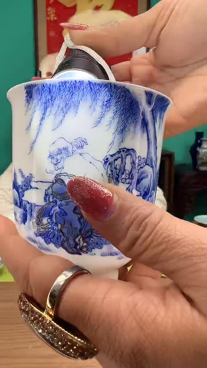 【闪购商品】杯浅羽入墨青花罗汉描金杯