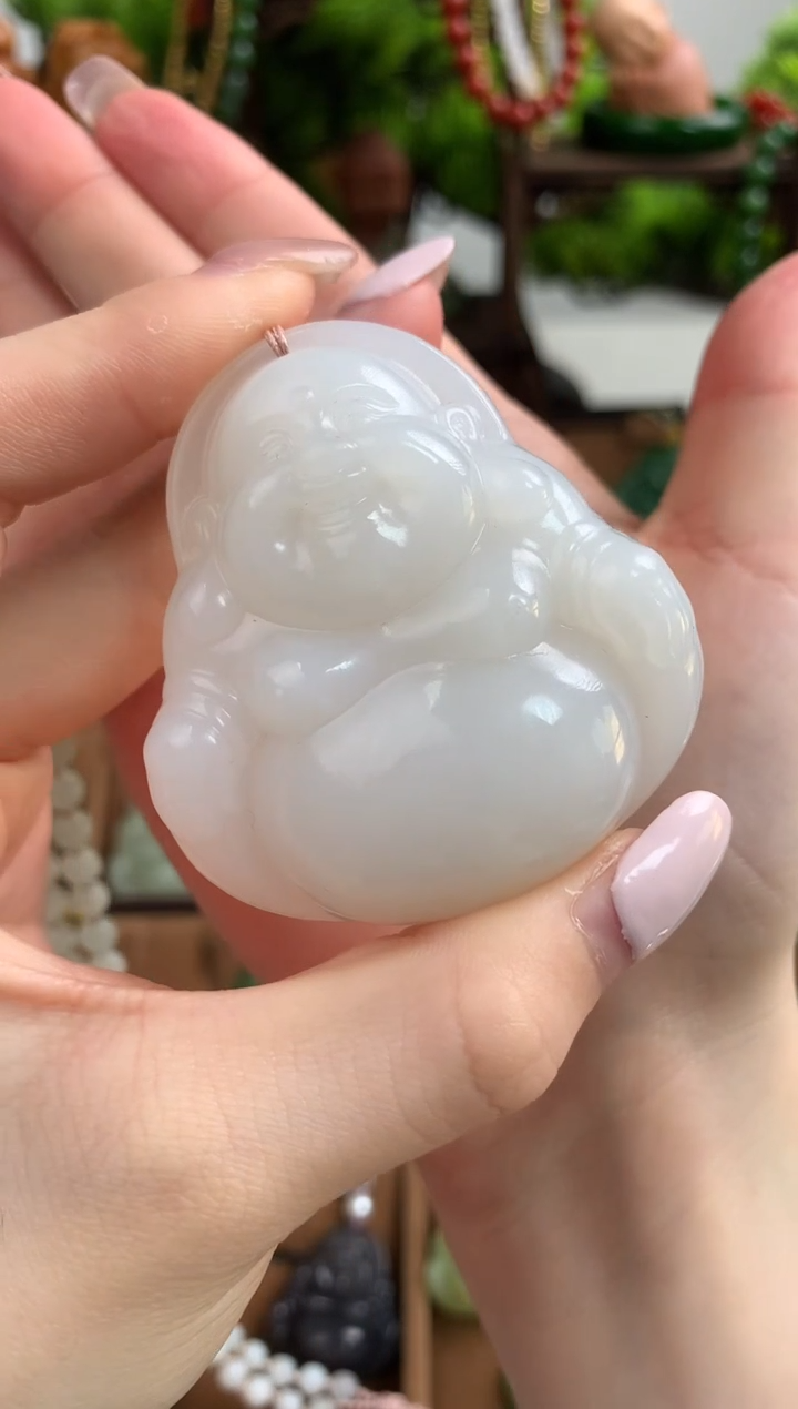 【闪购商品】和田玉颈饰18K金镶嵌吊坠51mm