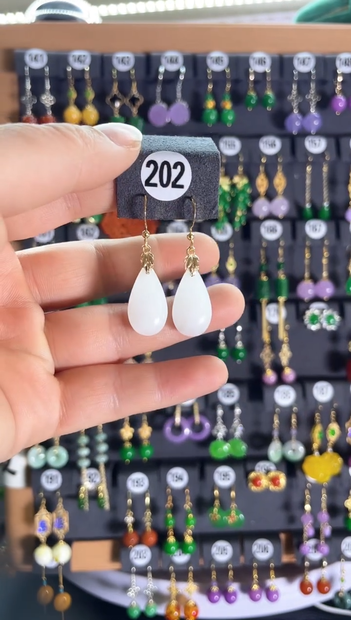 【闪购商品】和田玉耳饰银S925镶嵌202