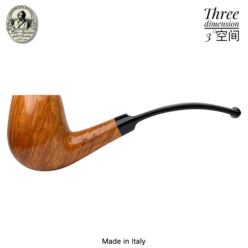 Ser Jacopo意大利贾克波浅色光面L2级弯式手工石楠木烟斗