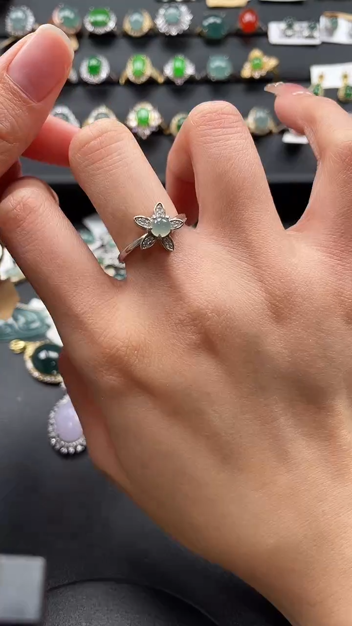 【闪购商品】翡翠戒指银S925镶嵌457645