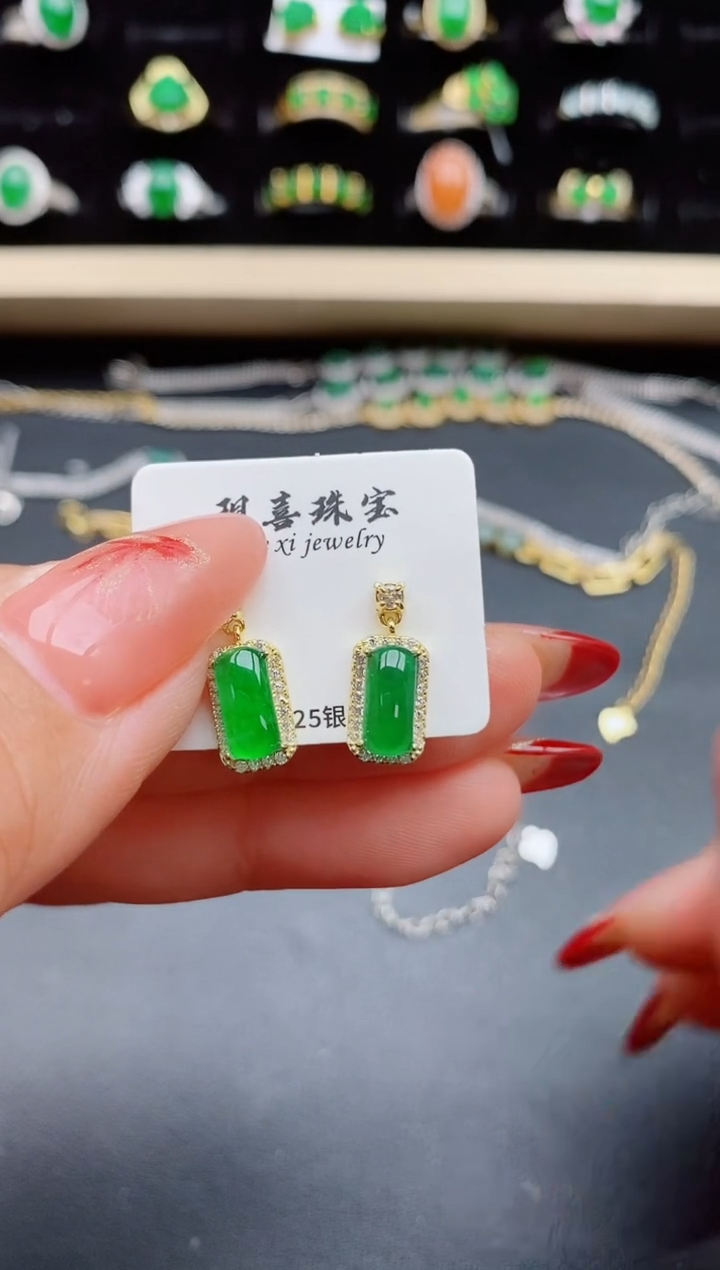 【闪购商品】翡翠耳饰银S925镶嵌321321