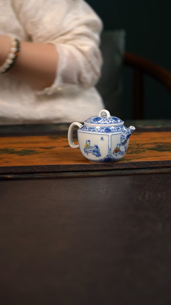 杯聚澜堂缠枝开窗童子琴棋书画四方壶