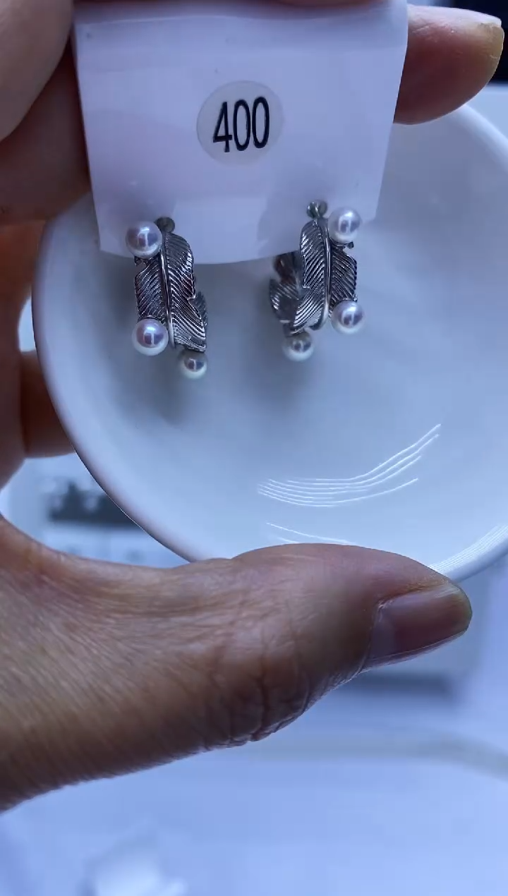 银S925镶嵌耳饰淡水珍珠400