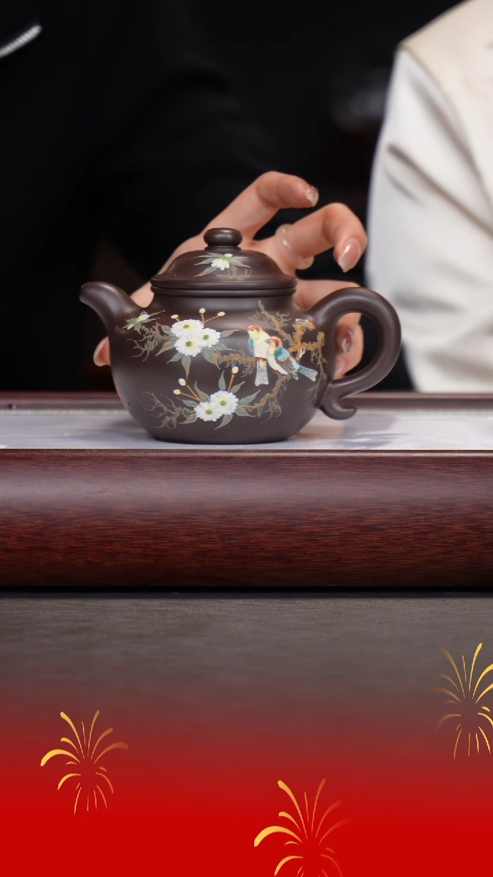 【闪购商品】紫砂茶壶杨建英/紫青泥/双龙莲子/320cc