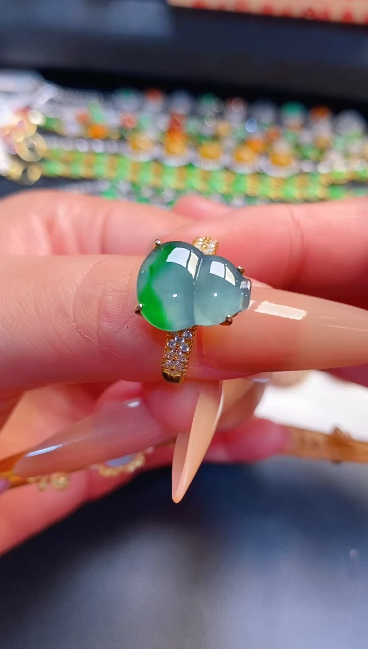 银S925镶嵌戒指翡翠天然