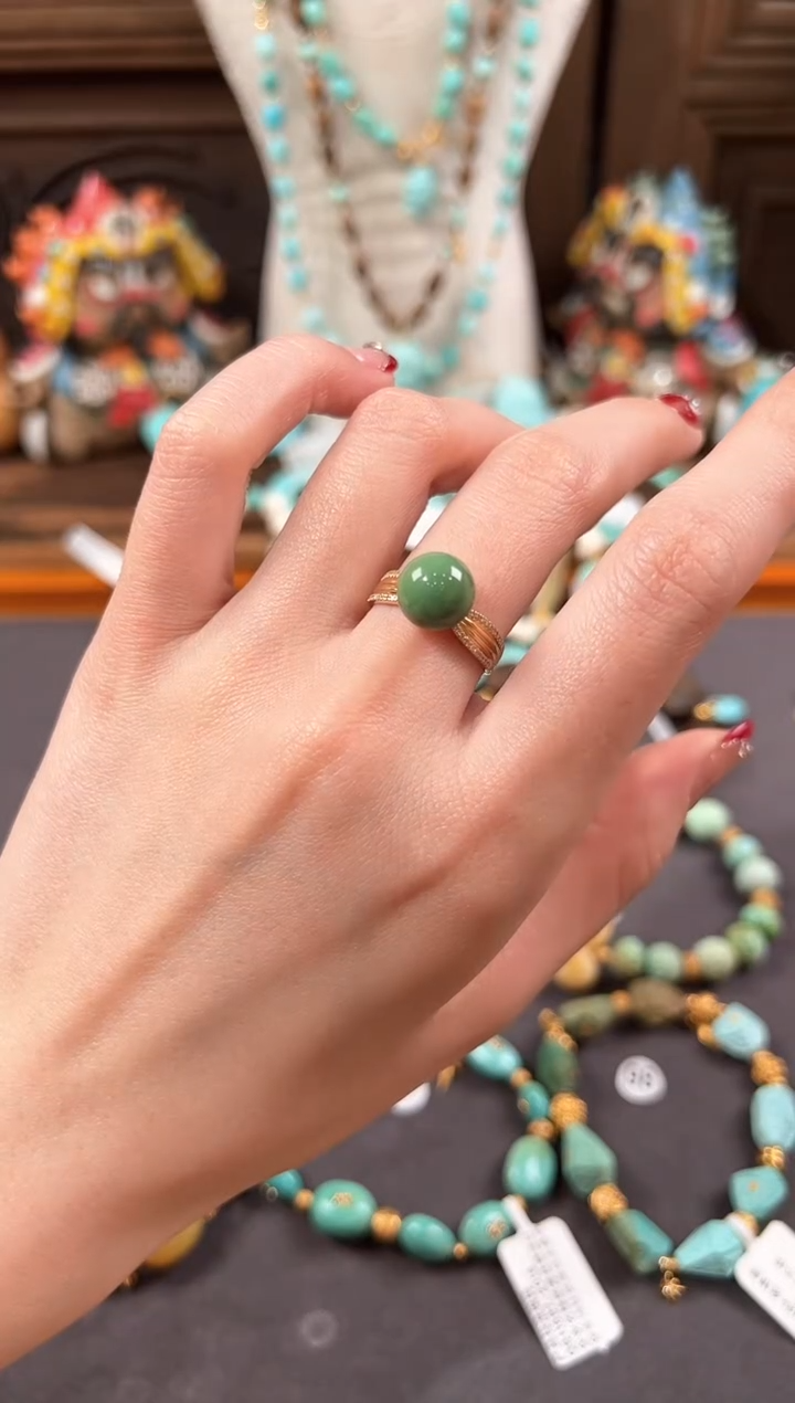 【闪购商品】绿松石戒指18K金镶嵌绿松石戒指