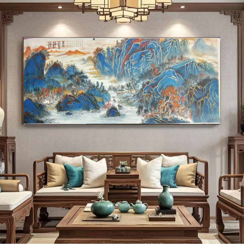 秘境山水《沧海蓝峰》国画