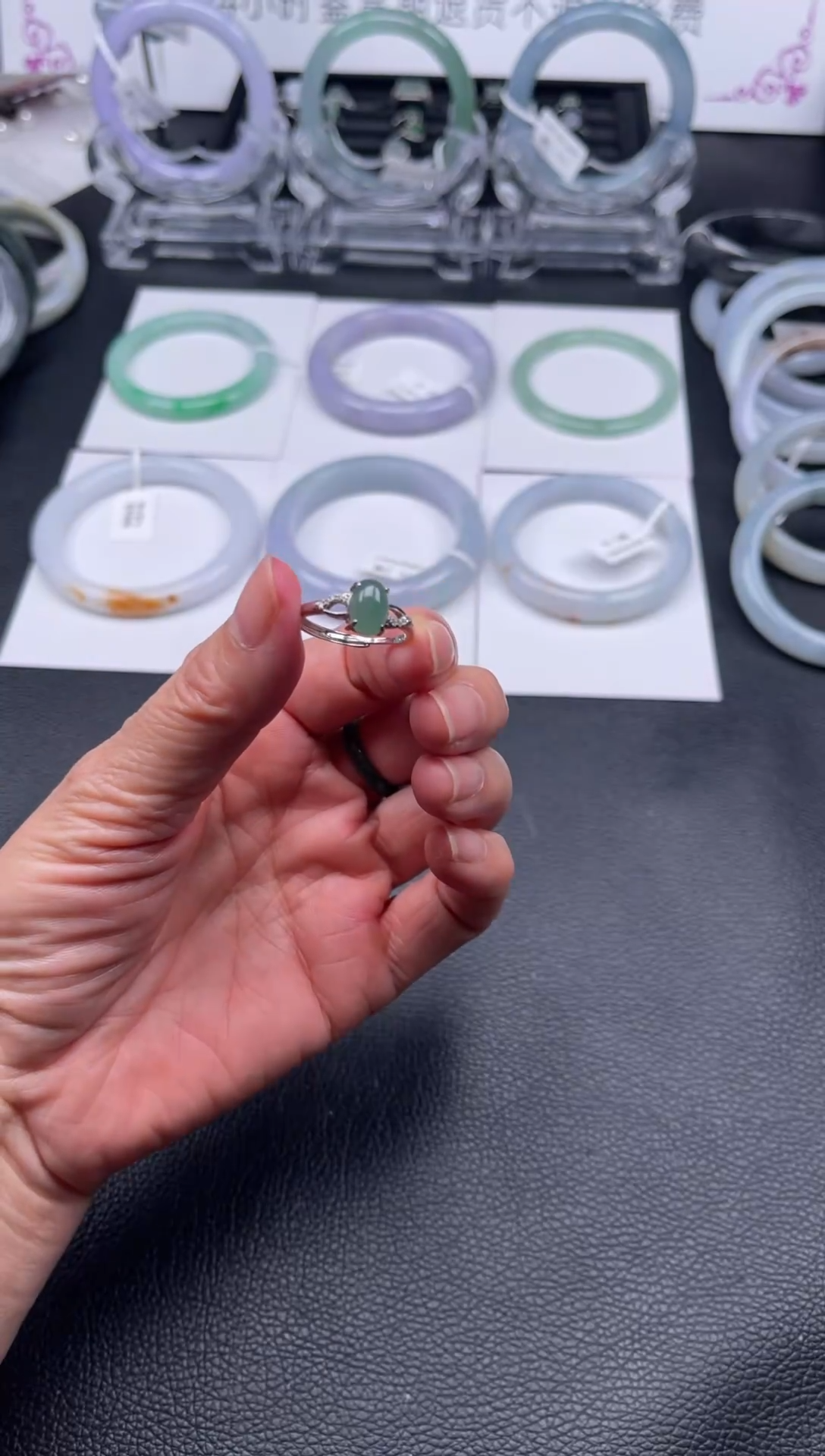 【闪购商品】翡翠戒指银S925镀金镶嵌湖水绿款