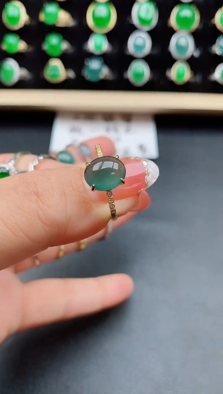 【闪购商品】翡翠戒指银S925镶嵌585080