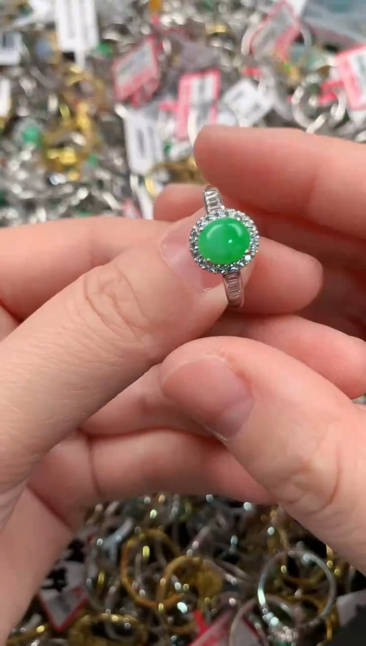 银S925镶嵌戒指翡翠999   5