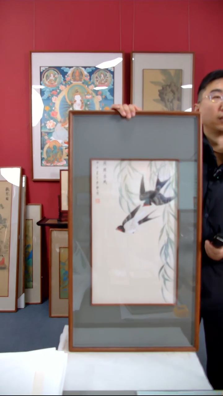 【闪购商品】国画刘景双《燕舞春风》装裱87*47