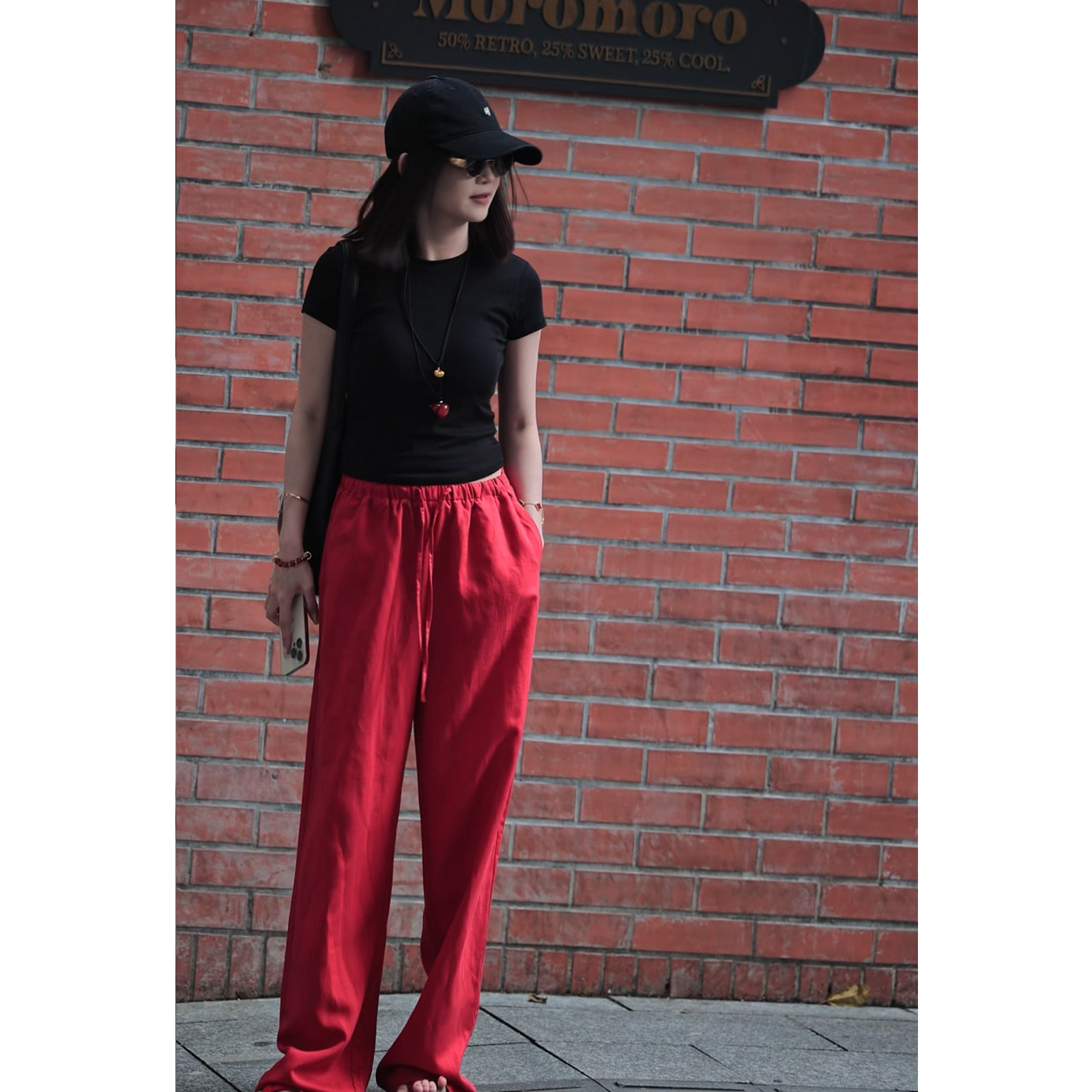 【赵大眼】复古小众休闲韩版外穿时尚气质休闲风简约阔腿裤3208