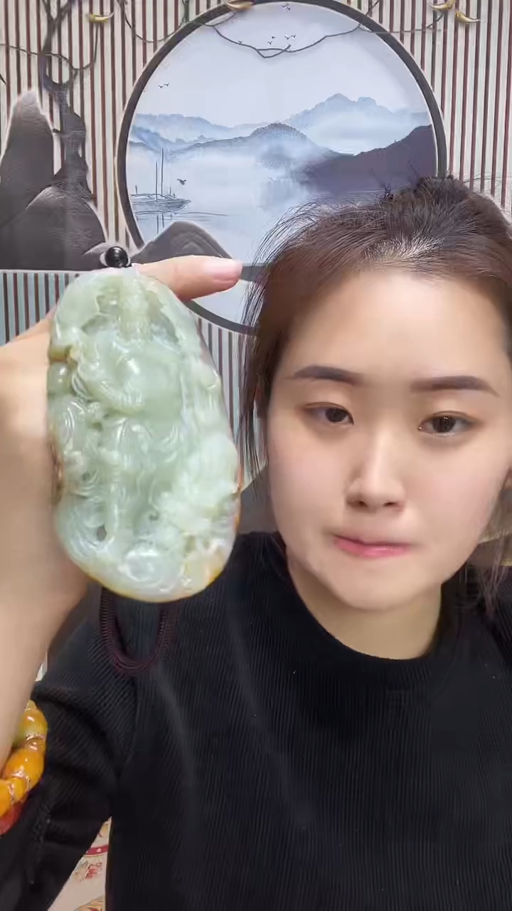 【闪购商品】透闪石质玉挂件未镶嵌关公