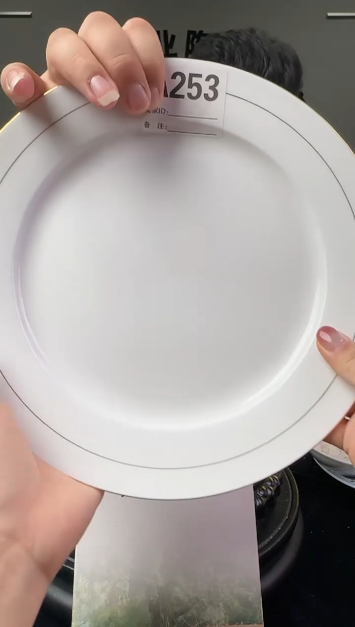 瓷滑石子描金10寸盘