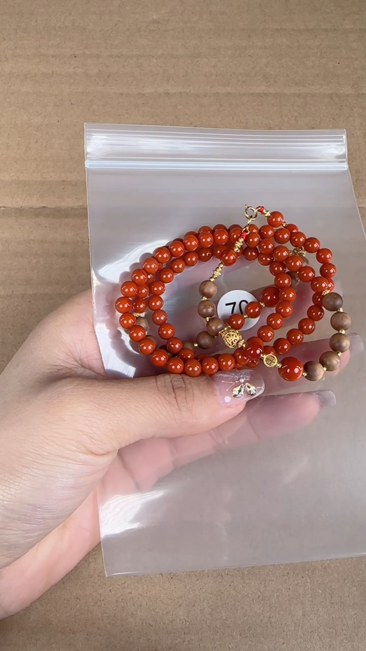 【闪购商品】南红玛瑙珠宝半成品18K金镶嵌原矿无优化无裂手链5+