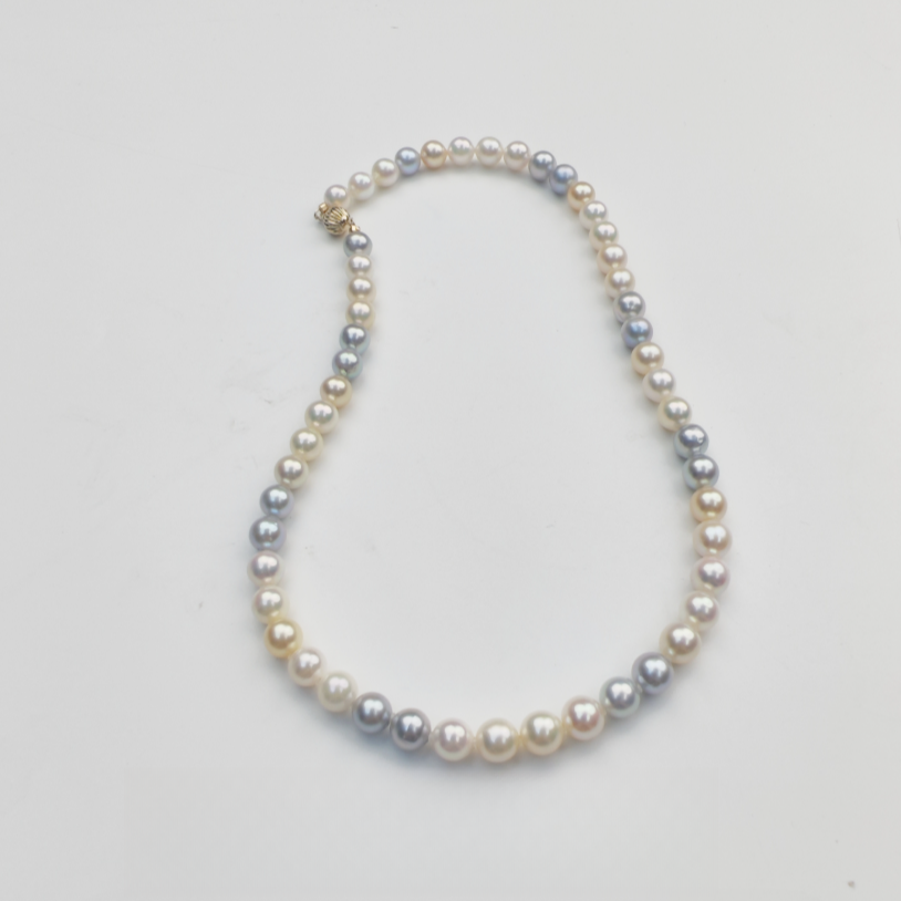 CJ2177 14K金海水AKOYA糖果色珍珠项链7-8mm  