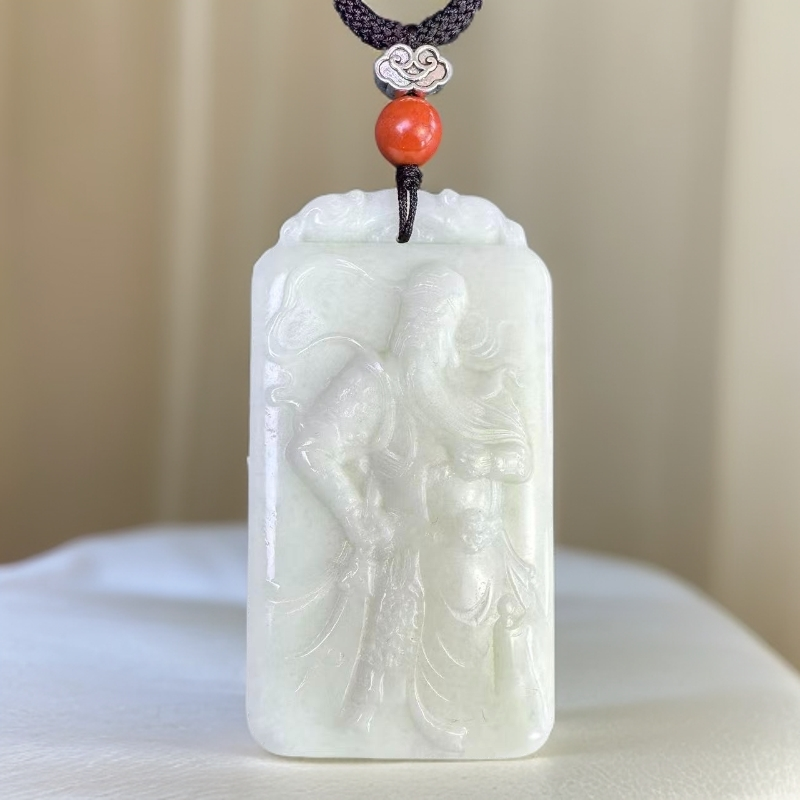 中国四大名玉蓝田玉山流水关公玉牌多样发货 A50