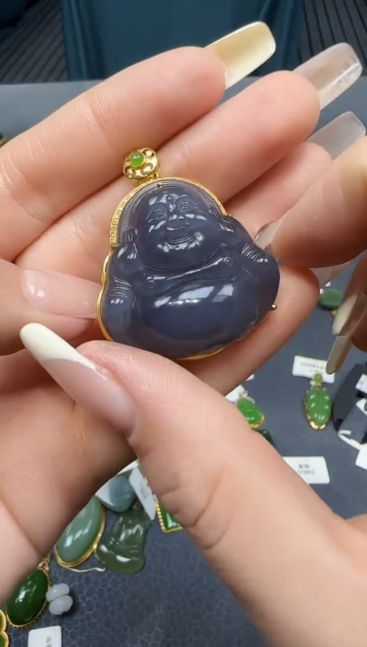 【闪购商品】和田玉挂件18K金镶嵌1