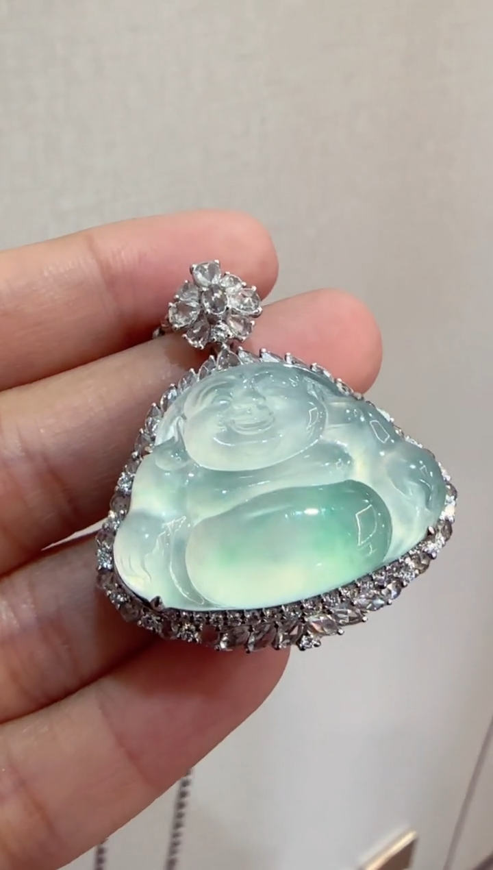 【闪购商品】翡翠吊坠(不含链)18K金镶嵌佛公