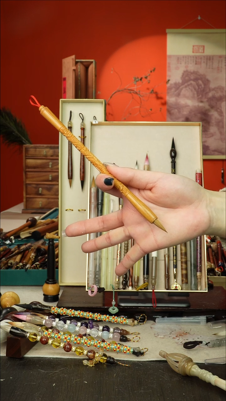 210号闪孤品高货毛笔链接 清水试笔 蘸墨不退