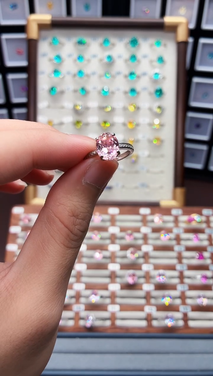 戒指彩色蓝宝石银S925镶嵌1888