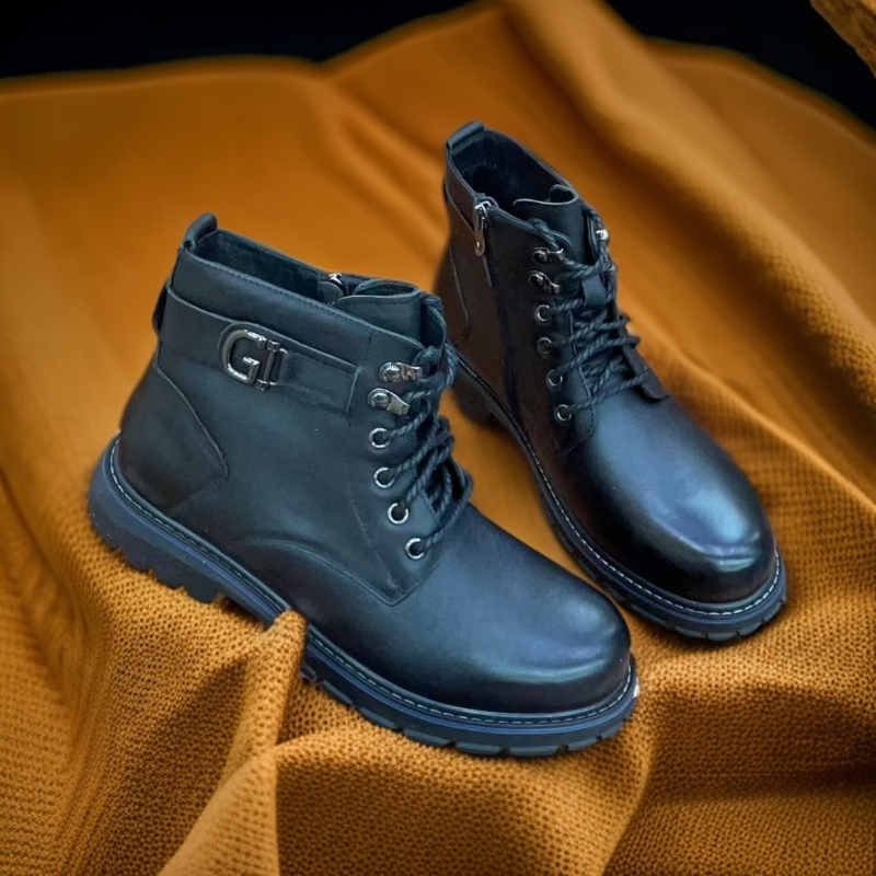 马丁靴保暖休闲风男士黑色冬季男鞋时尚男士短靴53621
