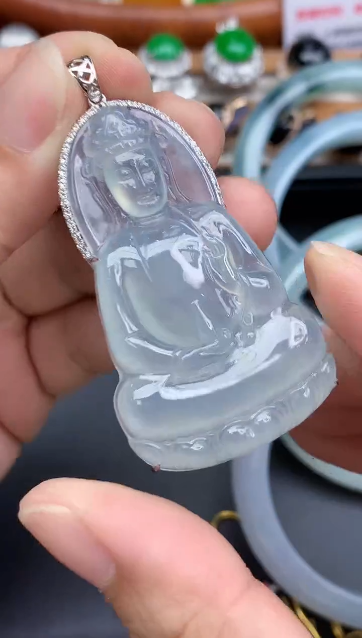 颈饰18K金镶嵌翡翠654-中国好珍宝