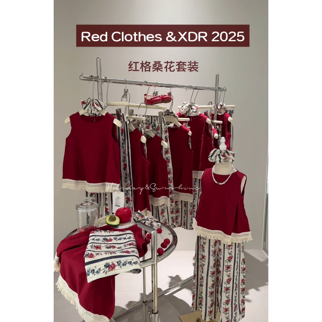 【小大人】夏季民族风套头女薄款套装上衣半身裙日常裙子装2672