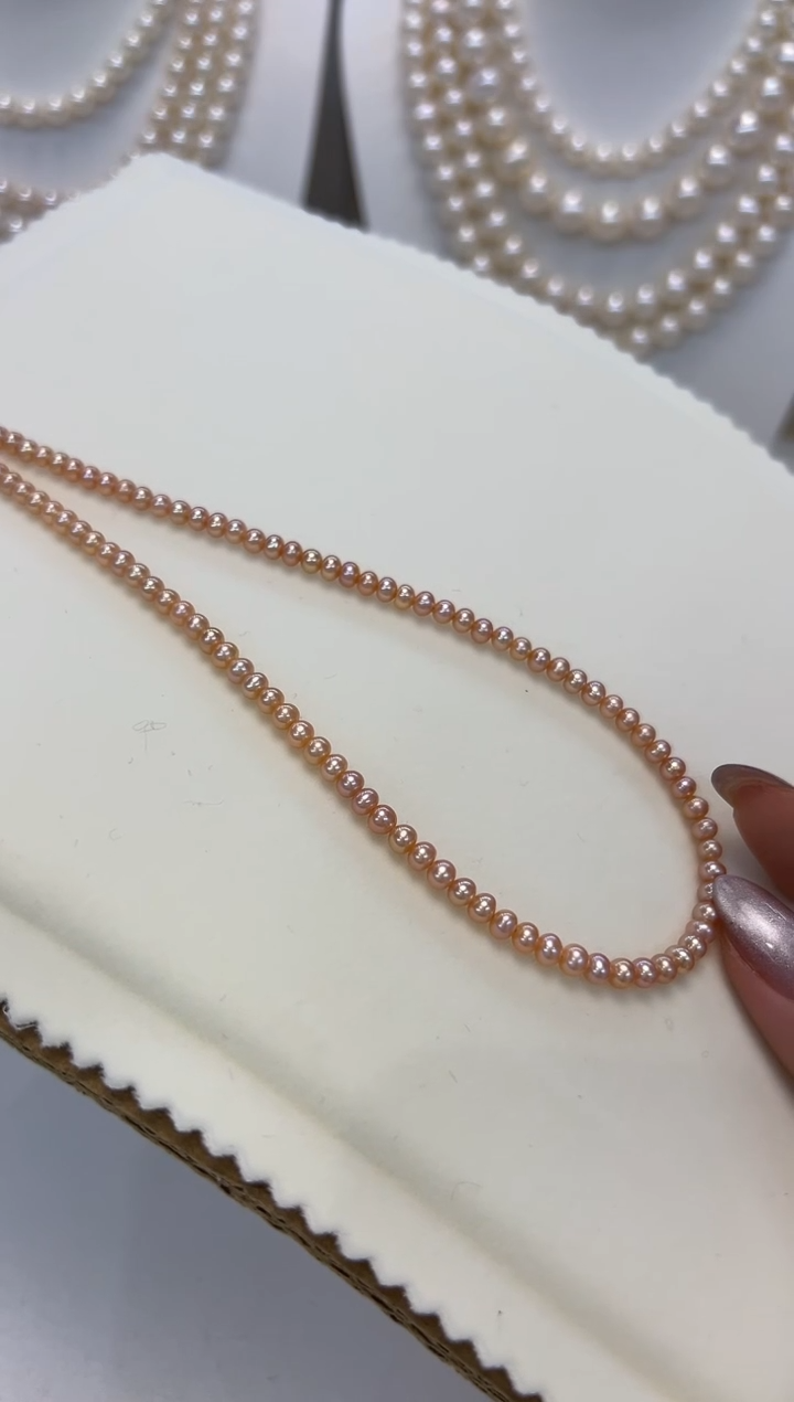 【闪购商品】淡水珍珠颈饰银S925镶嵌3-4MM