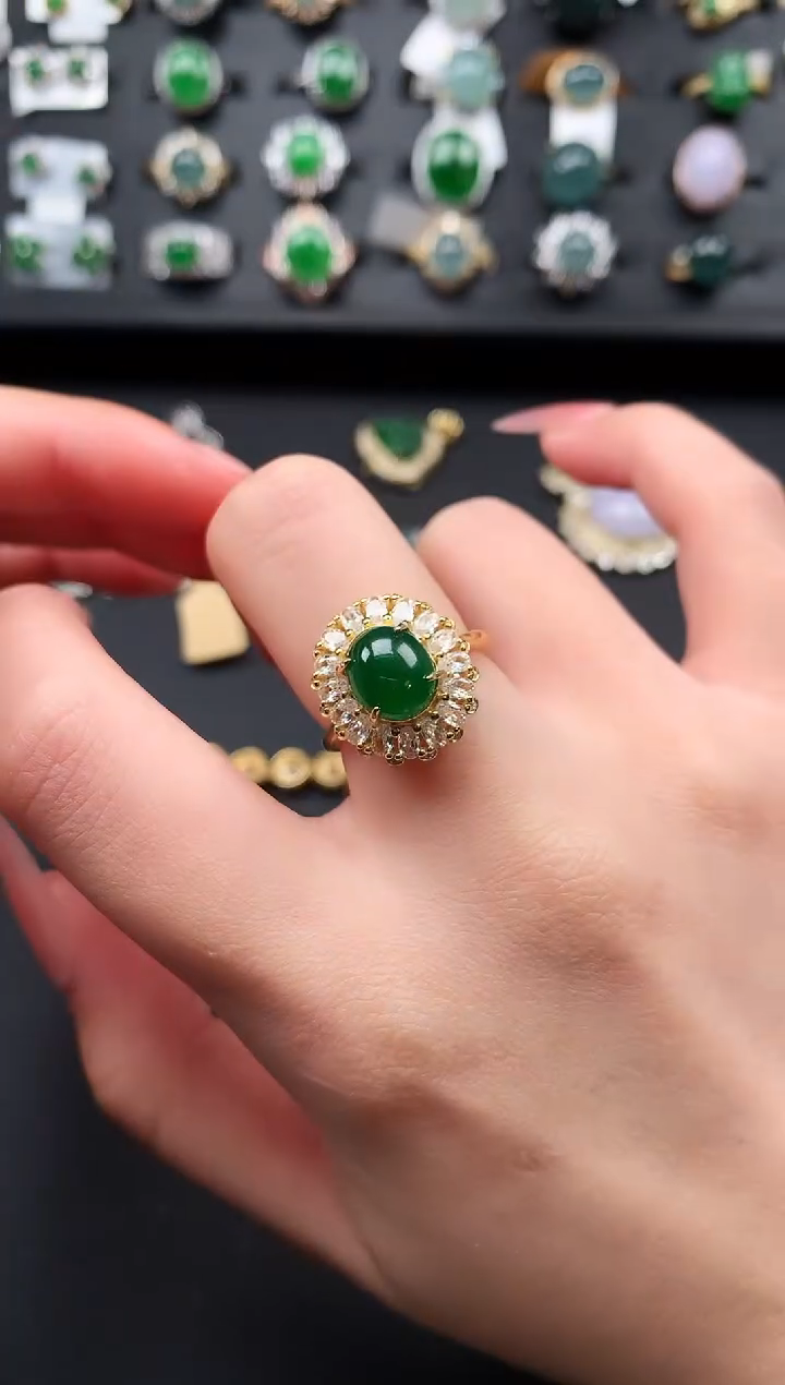 【闪购商品】翡翠戒指银S925镶嵌651241