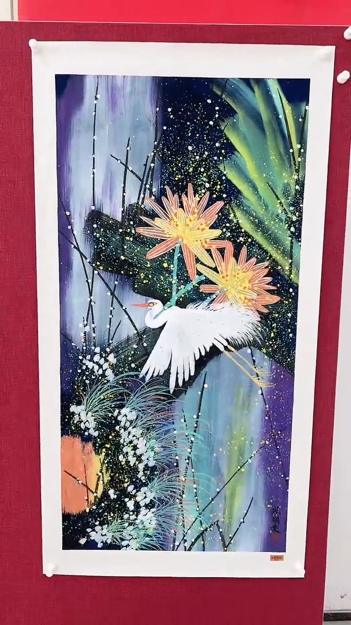 【闪购商品】绘画杨风顺绘画8平尺花鸟金奖紫袍作品