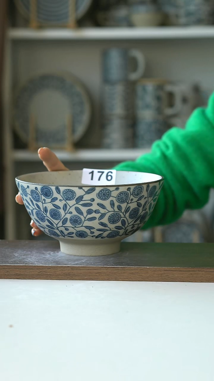 陶瑕176粗陶手绘金盏花面碗16cm@7-7@不退换