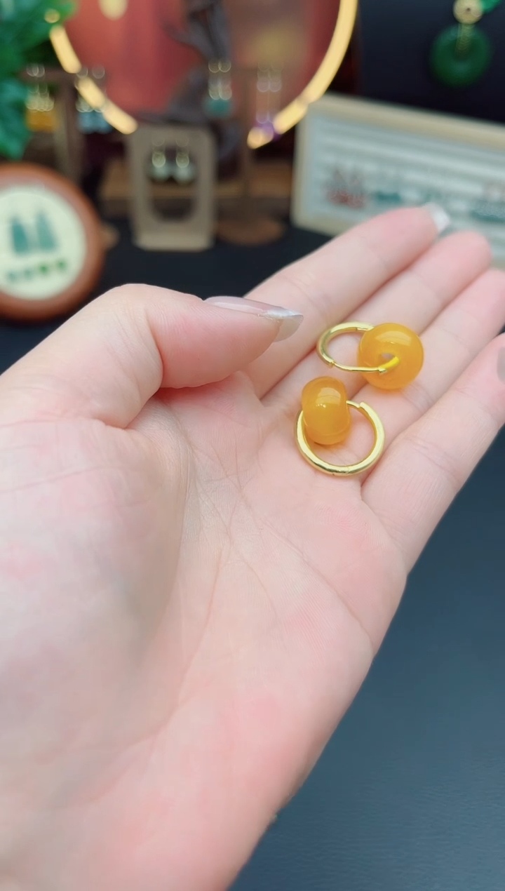 玛瑙/玉髓耳饰银S925镶嵌536