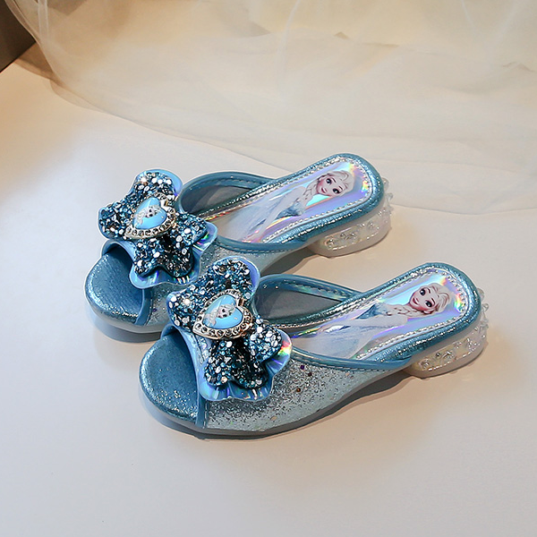 夏季儿童爱莎公主鞋凉拖鞋宝宝公主风凉鞋防滑童鞋软底蓝色公主