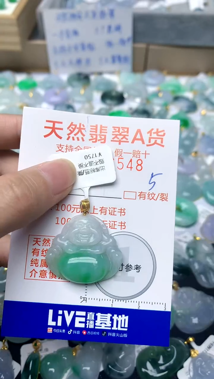 【闪购商品】翡翠颈饰18K金镶嵌5天然A货翡翠