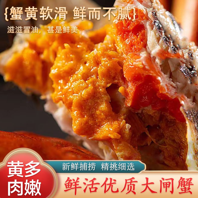 【活蟹】江苏大闸蟹金标蟹公蟹 6.0-5.7母蟹5.0-4.7两8只礼盒装