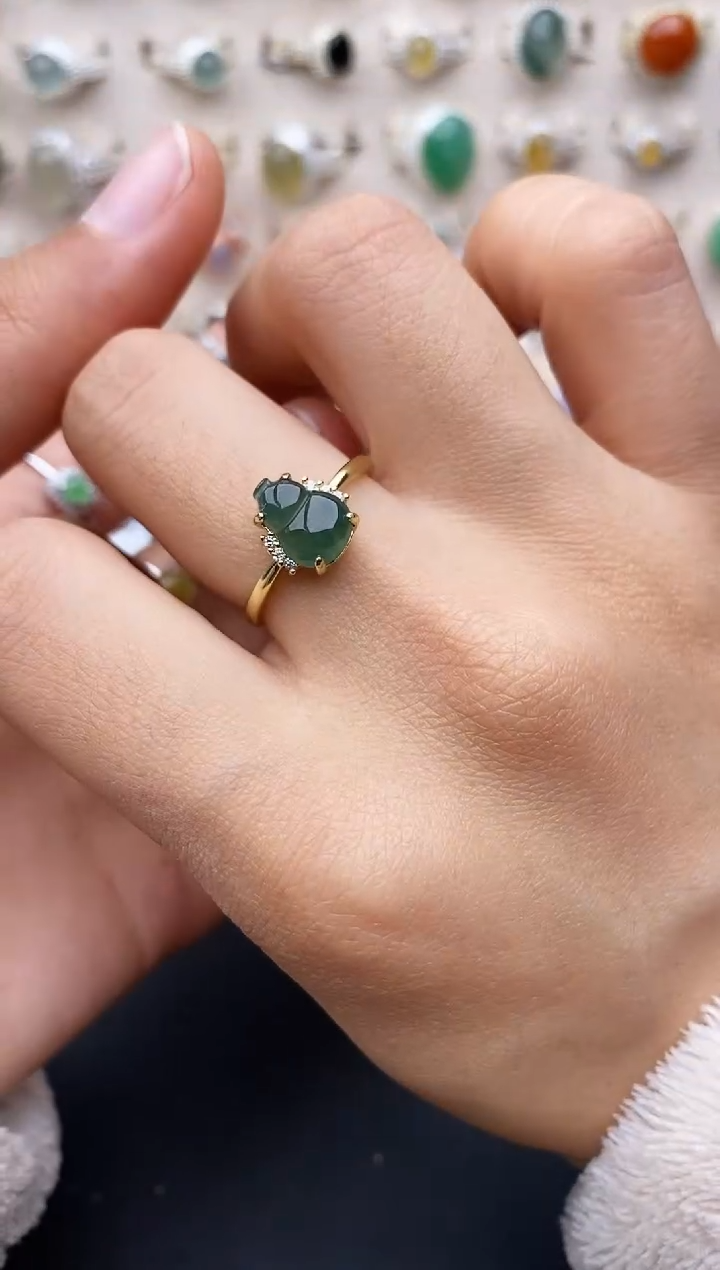 【闪购商品】翡翠戒指银S925镶嵌缅甸翡翠