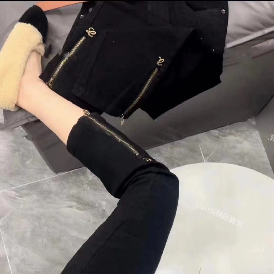 大菲菲家大码黑色高弹力高腰显瘦修身休闲九分裤88279