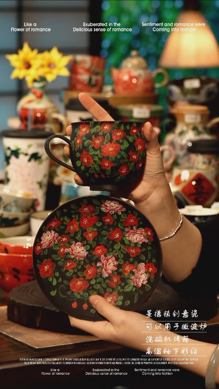 陶瓷景德镇高温釉下彩手工手绘款式