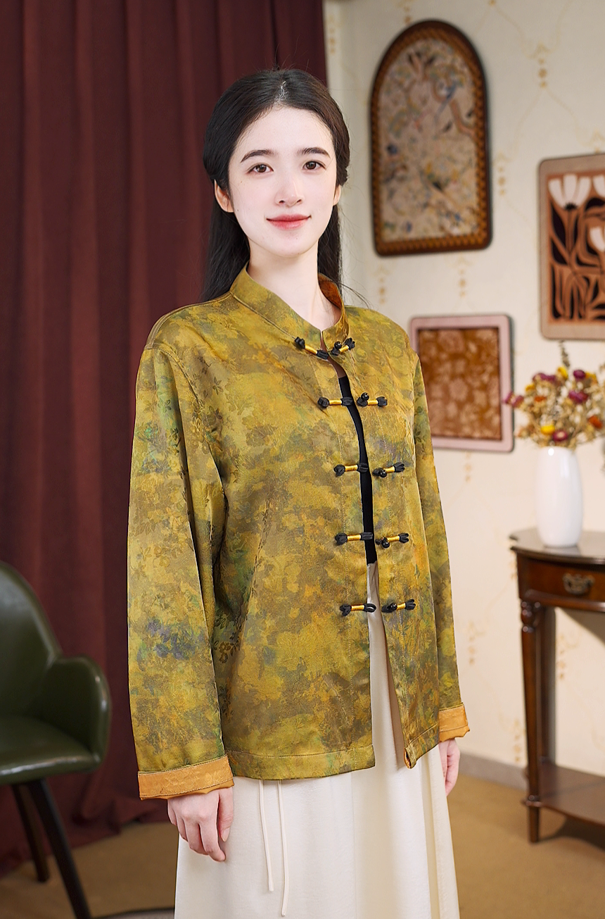 [百花王-牡丹]新中式女装双面双穿长袖上衣外套