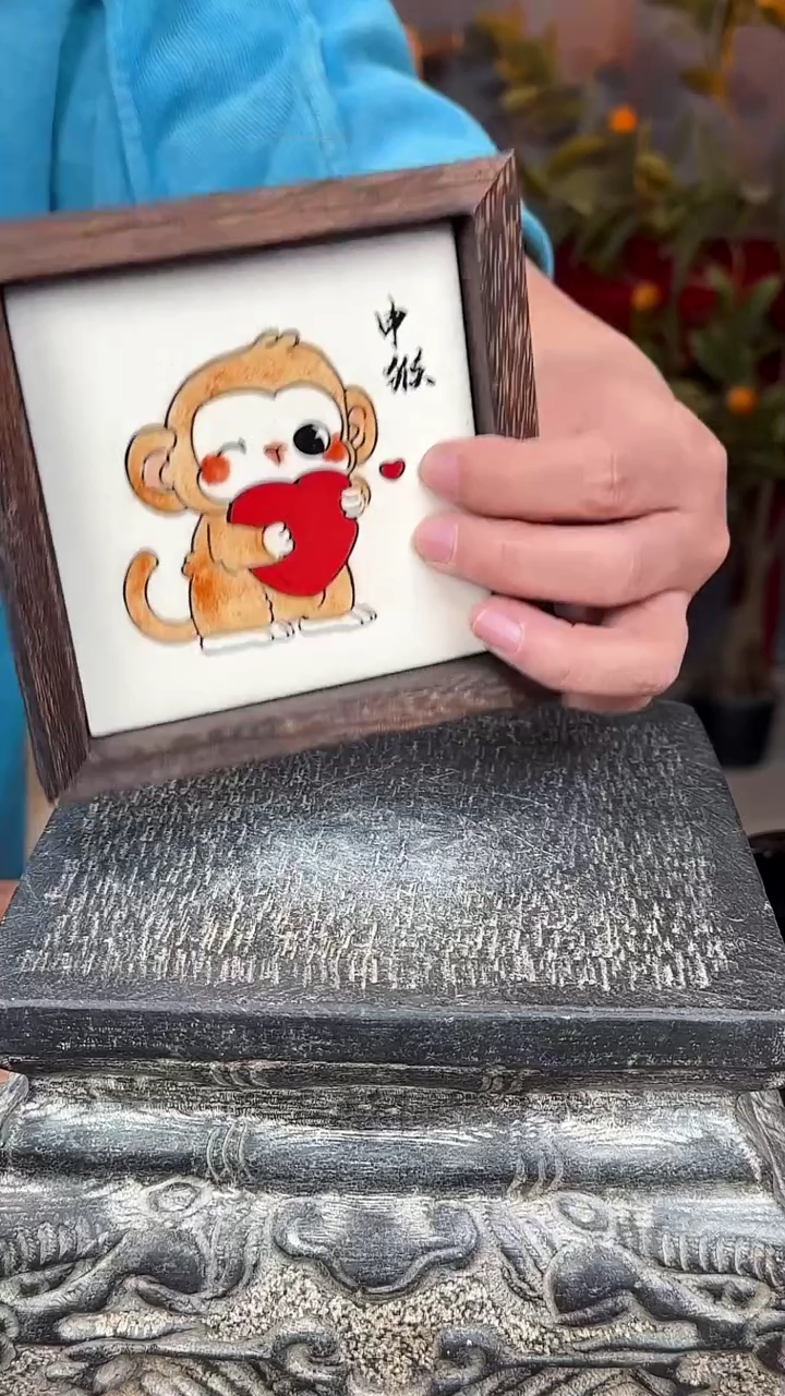 【闪购商品】摆件釉上彩陶瓷实木收纳盒