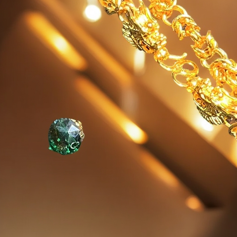 SL888豪奢精美金绿珠子配项链J50