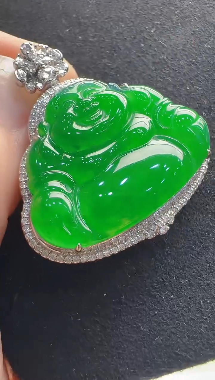 【闪购商品】翡翠吊坠(不含链)18K金镶嵌分单总价35000 订金15000