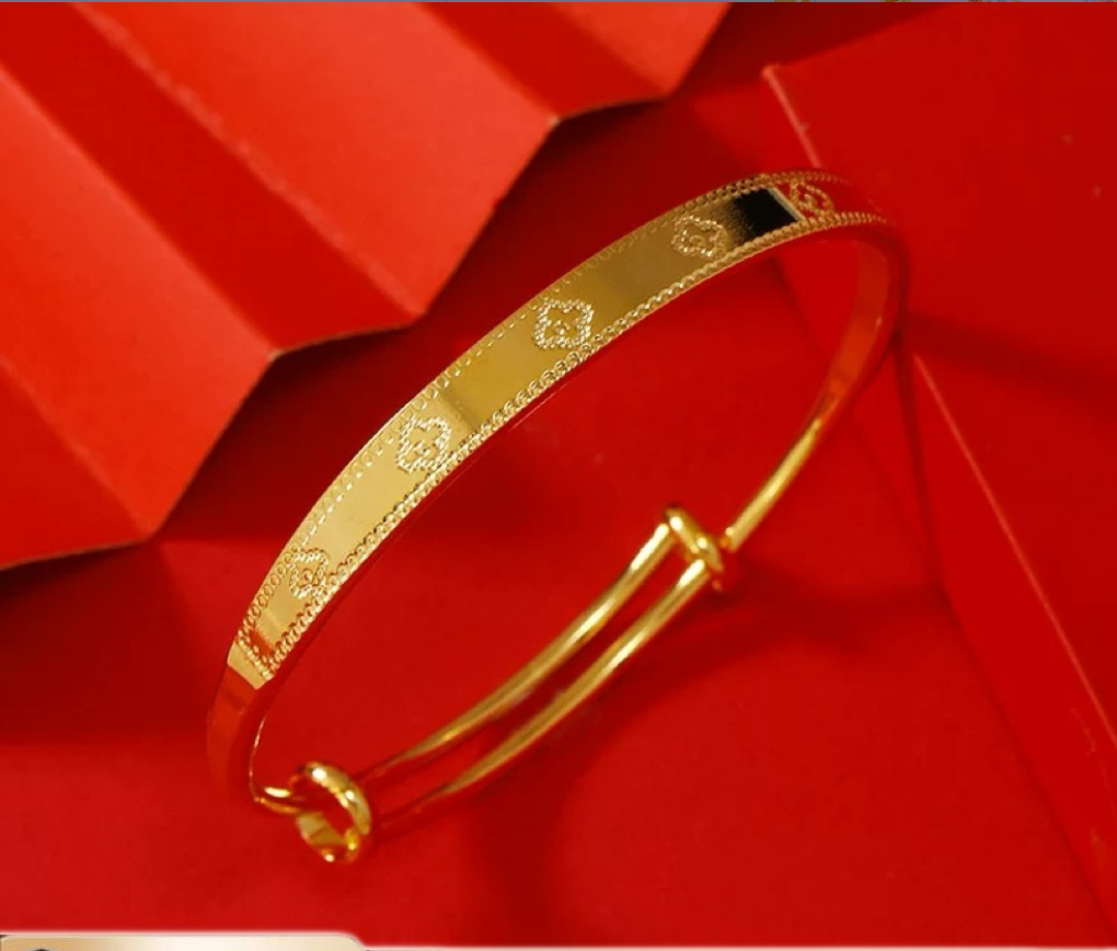 001新中式国风幸运四叶草手镯金送礼自戴❾❾❾生日祝福有面子