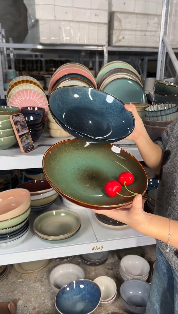 陶瓷外贸尾货瑕疵满20包邮X2深盘组合