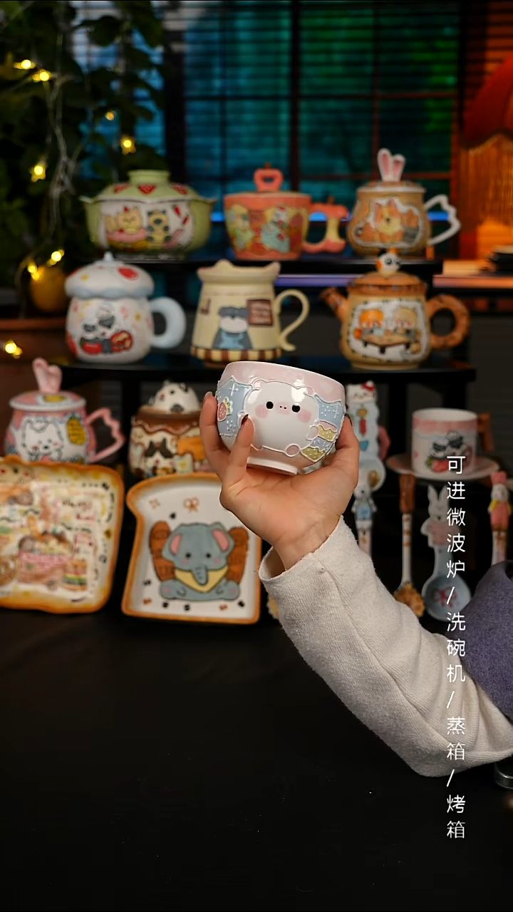 陶瓷无盖款景德镇高温釉下彩纯手绘创意瓷